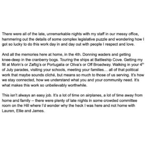 Joe Kennedy III Instagram - To the 4th District:

Today wraps up my time serving you in Congress. 

So this is simply a note to say thank you.