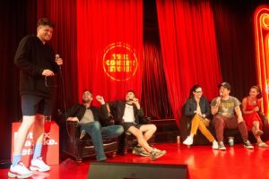 Joe List Instagram - I may be biased but I don’t think it’s crazy to say this was a legendary night and podcast. What a crew! What a hang! Can’t wait to hear how much you all hate it.
But boy did we have fun!! Thanks to everyone who packed it out. The @netflixisajoke festival for having us and special thanks to the comics who came on @whitneycummings @kerrynfeehan Bobby Lee and @lukemones And of course the greatest comedy podcaster of all time @marknormand Keep an eye out for this thing on YouTube. I believe @salacuse snapped all of these beauties. Thank you. Thank you. I love you.