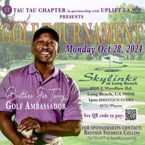 Joe Torry Instagram - The @tautauchapterques in partnership with The Uplift LA Institute is ready to T it up at The Annual Golf Tournament on October 28th! ⛳️🏌🏾‍♂️

With your phenomenal ambassador Brother @joetorry 

Sponsorships are available, so please scan the QR code.

#TauTauChapterQues #ComptonQues #Golf #Golfing #GolfInBlack