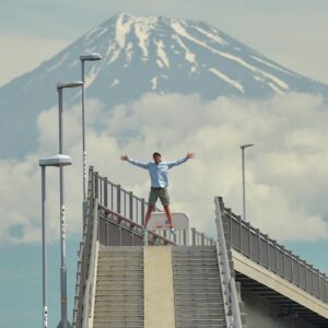 John Daub Instagram - The Fujisan Yumeno Bridge in Fuji City, a 25 min walk from Shin-Fuji Station (Shinkansen) or 7 min bicycle ride, rentals are ¥200 ($1.40) for the day from the tourist office inside the station 🚉 no one there when I arrived at 9am, small groups came by taxi the next 2 hours 😂 a few people walked. Some total divas! Most polite, for a photo and moved on — so, worth the visit? It takes 1 hour 15 min from Tokyo Station to get here. For me, I’d say … #fujisteps #fujicity #mtfuji
