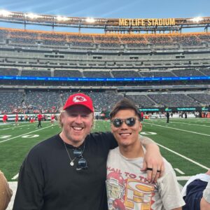 John Harlan Kim Instagram - Time was had at the Taylor Swift game but I should have worn my red cardigan, just gonna have to shake it off, no time for a blank space or bad blood. Might have had 22 hot dogs but still made it to the getaway car after the game. Not sure how I feel about this love story with Mr. Kelce ‘cause Travis, you belong with me. Willow. 
PS. Massive congrats and love to you, @matthew_butcher. I love you, brother!