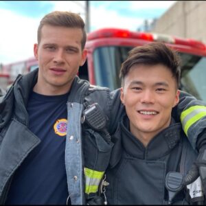 John Harlan Kim Instagram - Me mate. And archenemy. Brother-in-laws. Co-Uncles. Roommates. Colleagues. Mr. Steal Your Girl (oh, heyyy Veronica!). Gym rats. Video game store employees. North London rivals. Dagestan truthers. Literally, the worst bloke I know on set. But he goes alright. 👨🏻‍🚒👨🏻‍🚒 @oliverstarkk 

📸: The gift to the human race that is @sedillojoaquin