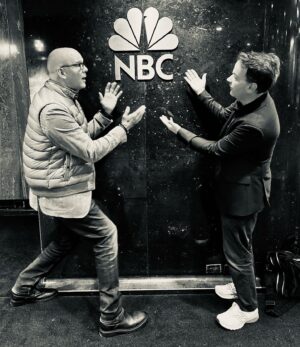John Heilemann Instagram - Took a break from social media while I recovered/reset after the end of @sho_thecircus S7 ... and the Covid bout that came with it. But now, like the Costanzas, I’M BACK, BABY, I'M BACK ... making my return to IG alongside that magnificent bastard @birbigs, who turned up at 30 Rock today [SWIPE LEFT] for @morningjoe to talk about his sidesplitting/heartbreaking/soul-stirring work of staggering genius "The Old Man & The Pool," which you can (must!) see at the Vivian Beaumont Theater at @lincolncenter thru Jan 15. Be there or be square, kids! 👴🏻🏊🏻‍♂️🎱🎭🃏