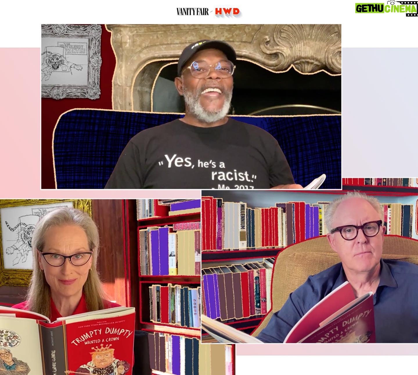John Lithgow - 2.9K Likes - I’m so pleased to announce that @VanityFair has just premiered the first installments of a video project I’ve produced with acclaimed director Tim Van Patten and @TriptykStudios: The #TrumptyDumpty Cycle, starring 18 fantastic readers including @WhoopiGoldberg, #JamesCarville, #MerylStreep, @GlennClose, and many others. You can watch the first four videos at the link in my bio, and then we’ll be rolling out the rest on YouTube and social media from now until the election eve (please vote)!