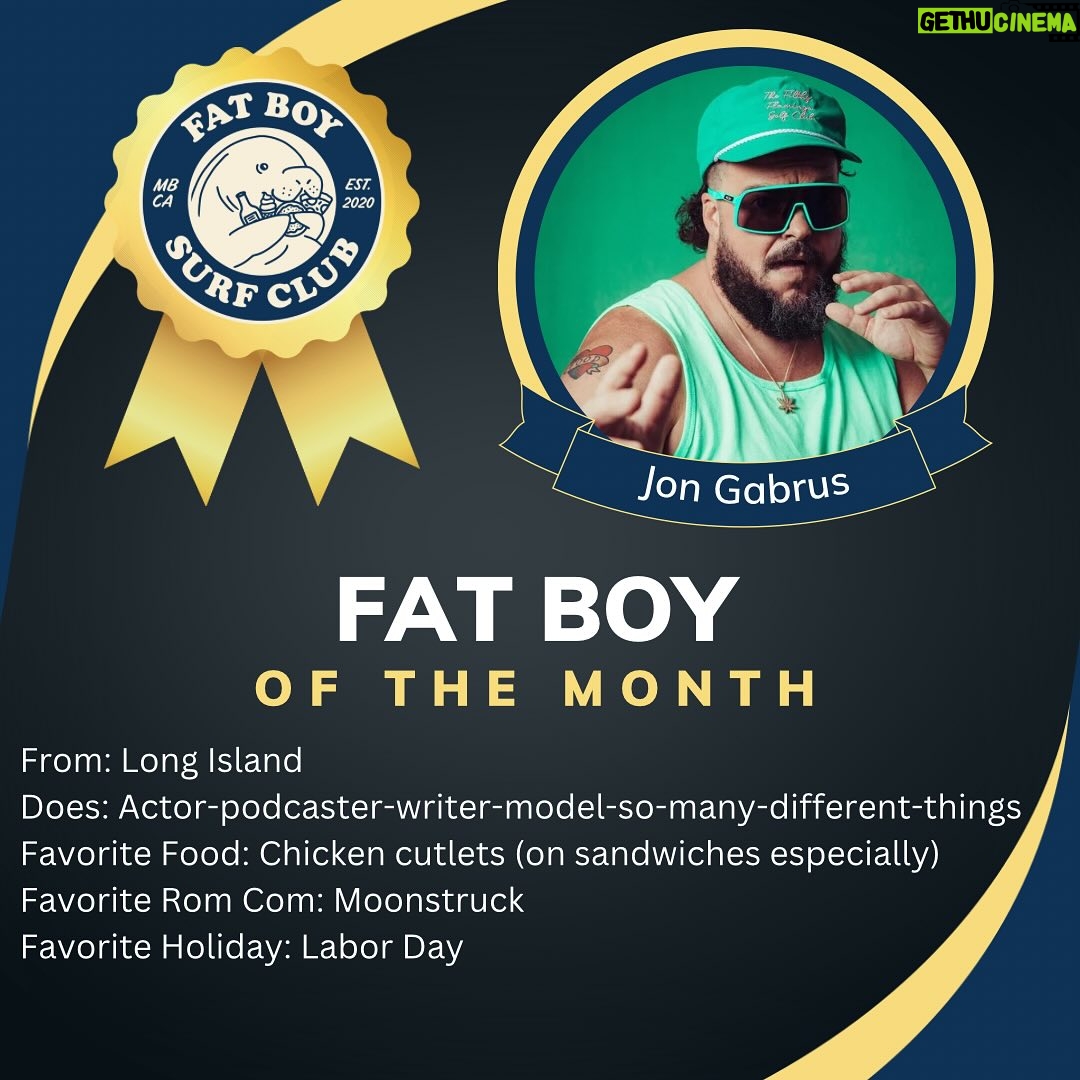 Jon Gabrus - 1.8K Likes - Introducing our Fat Boy of the Month for January - Jon Gabrus! Jon is the ultimate Fat Boy and is not afraid to let people know. He fully embodies the mindset and culture of our brand and has been a big supporter from the beginning. Thanks for all that you do for us and the Fat Boys of the world brother Jon!