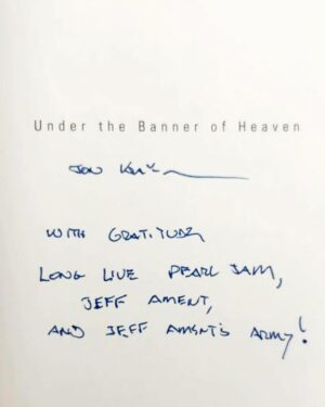 Jon Krakauer Instagram - I inscribed these hardcover copies of Into the Wild and Under the Banner of heaven to support a fundraiser for the Montana Skatepark Association and Girls on Shred, very cool organizations supported by Pearl Jam bassist Jeff Ament (who is a badass skater), Pearl Jam, and @jeffamentsarmy. Jeff and Josh Klinghofer composed and performed the incredible soundtrack for the Under the Banner of Heaven series on Hulu; Eddie Vedder made the incredible soundtrack for the Into the Wild film. Hit link in my bio to place a bid on the inscribed books or to learn more about MSA/Girls on Shred