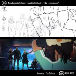 Jonghyun Jungboix Instagram - Apex Legends "Endorsement"
Collaboration with our smooth talent Tim Dillnutt ! @nutty_productions
.
Animation by Anioneworks.inc
Director : Mads Broni
Production : Passion pictures .
.
.
.
.
.
#anioneworks #ApexLegends #apex #eagames  #respawn #rampart #animation #animator #anime #sakuga #cartoon #2danimation #2d #fx #effects #vfx #drawing #art #artist #anioneworks #character #anime #bangalore #art #artist #drawing #color #rough