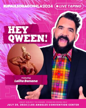Jonny McGovern Instagram - It’s time to spill the TEA! ☕️ Hey Qween!, hosted by @jonnymcgovernisyourdaddy, will film SIX live tapings at #DragCon LA, starring @missenvyperu, @jimbothedragclown, @kitamean, @misslalari, @lalolitabanana, and @sheacoulee

All tapings will be open on a first-come, first-serve basis to all attendees of @rupaulsdragcon LA - the largest gathering of #DragRace queens in the WORLD! 🌴  Premiering exclusively on @wowpresentsplus later this year

🎟️ #DragCon LA tickets on sale at rupaulsdragcon.com 
🗓️ July 19 & 20 
📍 L.A. Convention Center