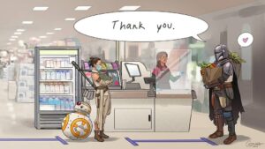 Joonas Suotamo Instagram - I'd like to share this beautiful artwork from @ilmvfx (Swipe to see full mural by artist Casey Straka). Thank you to the healthcare professionals, grocery workers, and other amazing people who are our true heroes. Social distancing works!! ❤️