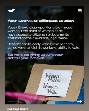 Joy Reid Instagram - Today is #womensequalityday when we commemorate ratification of the 19th Amendment to the constitution granting women the right to vote. The story though is more complicated…

Twenty-two women from @dstinc1913 were among the Black women who sought to join the landmark 1913 suffrage parade in Washington D.C. organized by leading suffragists Alice Paul and Lucy Burns for the National American Womam Suffrage Association (NAWSA). Instead of being welcomed, the Black suffragists were told they would have to match at the back of the procession in segregation. They refused.

And while all of the 250,000 or so women who joined the march faced jeers and catcalls from men who stood along the road, the Black women also faced savage beatings, including from some women marchers. The violence was so pronounced and unimpeded by DC police that congressional hearings were later held to get to the bottom of it. 

In addition, there was controversy over the announced inclusion of Dawn Mist, “the beautiful daughter of Chief Three Bears of the Glacier Park Indians,” who supposedly would ride through the procession on horseback in a buckskin dress along with other representatives of “the wildest type of womanhood” side by side with white women of the finest class. Turns out, Dawn Mist was fictional, and an invention of the public relations office of The Great Northern Railroad, who hired at least three native actresses to portray her. (Source: National Parks Service)

Despite all of this the march did happen, and eventually the Susan B Anthony suffragw and the 19th Amendment were passed by Congress and ratified on August 18, 1920 granting women the right to vote, though Black women would have to wait until the Voting Rights Act of 1965 to see the amendment implemented for them nationwide. 

The right to vote is precious and recent for so many of us. We really ought to use it.

Slides from @whenweallvote 
Find out how to register at @votedotorg 
#vote2024 #vote