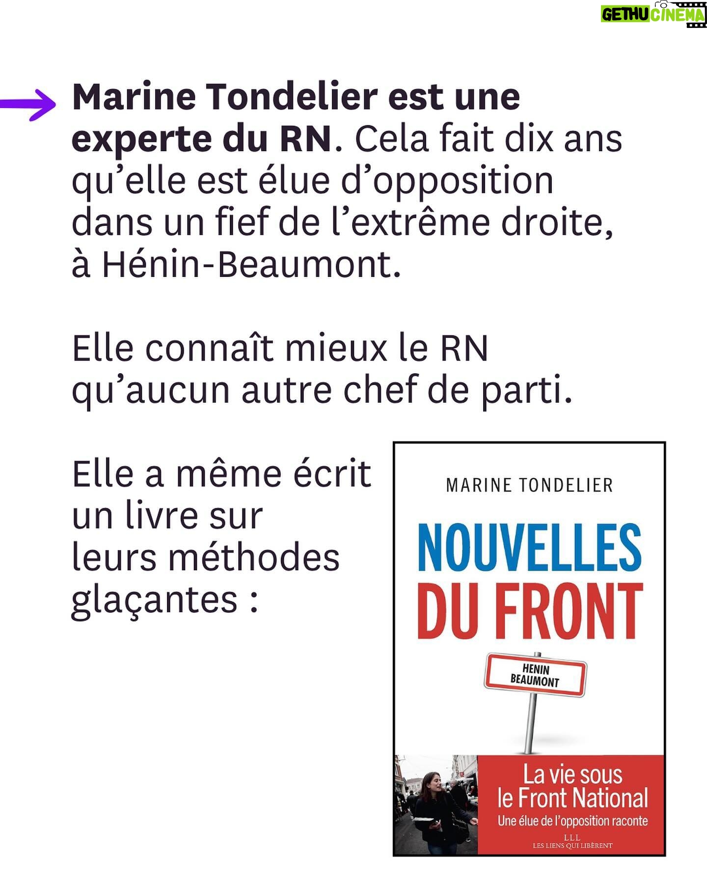 Juliette Binoche - 175.2K Likes - Mobilisation gĆ©nĆ©rale : Jordan Bardella tente dāĆ©vincer la cheffe des Ć©cologistes @marinetondelier du dĆ©bat qui doit lāopposer au Nouveau Front Populaire sur BFMTV.
Lisez ce post et interpellez massivement @bfmtv pour que nous ayons bien une femme compĆ©tente face Ć lāextrĆŖme droite dans ce dernier dĆ©bat avant le 2ĆØ tour des lĆ©gislatives.
Aujourdāhui, 230 femmes signent dans Liberation une tribune coordonnĆ©e par @anais_leleux et Fiona Texeire (Fiona_tex) pour que cesse lāinvisibilisation des femmes en politique (et ailleurs).
Nous avons besoin de votre aide pour que BFMTV respecte les conditions initiales du dƩbat.
Merci, Ć vos interpellations !