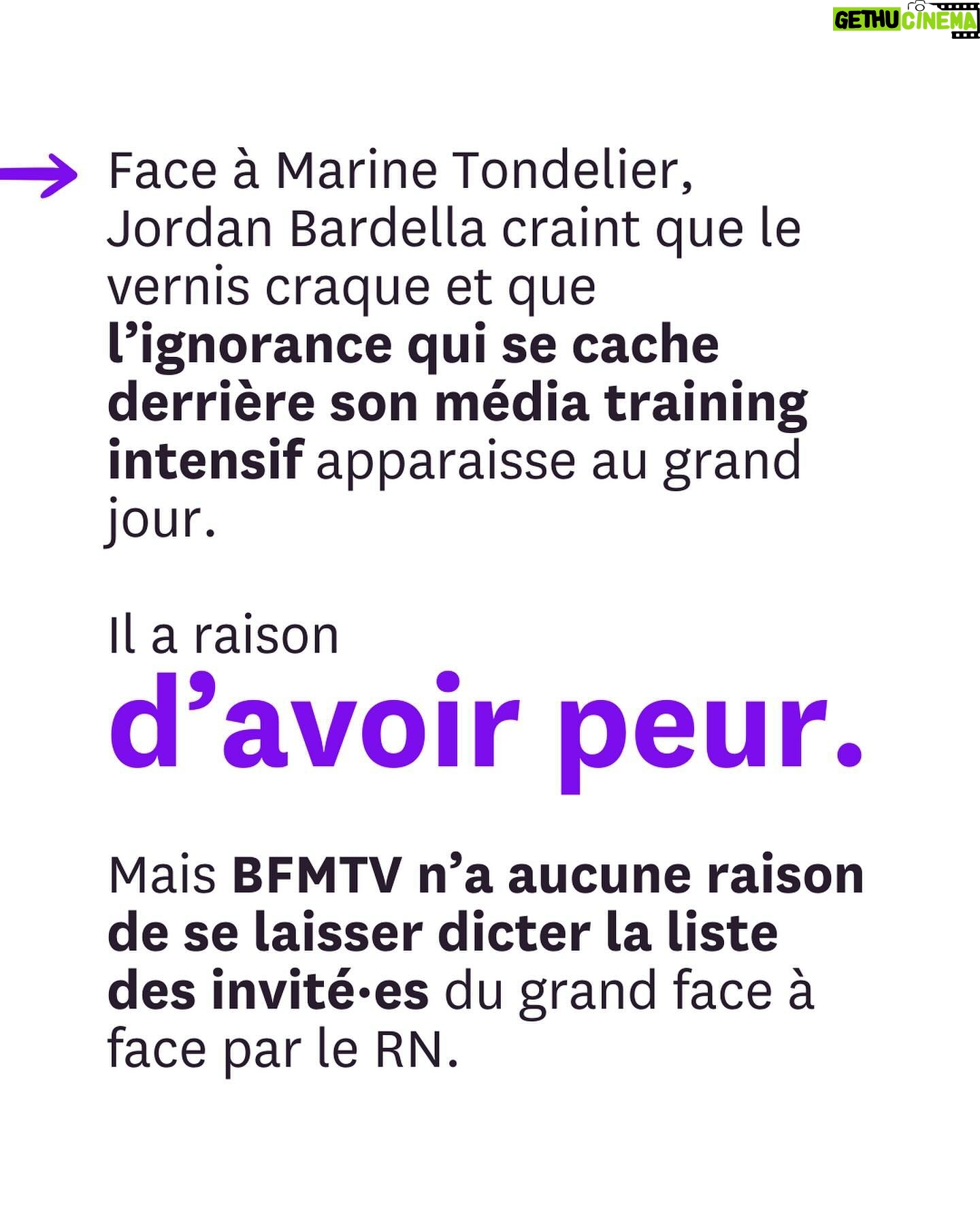 Juliette Binoche - 175.2K Likes - Mobilisation gĆ©nĆ©rale : Jordan Bardella tente dāĆ©vincer la cheffe des Ć©cologistes @marinetondelier du dĆ©bat qui doit lāopposer au Nouveau Front Populaire sur BFMTV.
Lisez ce post et interpellez massivement @bfmtv pour que nous ayons bien une femme compĆ©tente face Ć lāextrĆŖme droite dans ce dernier dĆ©bat avant le 2ĆØ tour des lĆ©gislatives.
Aujourdāhui, 230 femmes signent dans Liberation une tribune coordonnĆ©e par @anais_leleux et Fiona Texeire (Fiona_tex) pour que cesse lāinvisibilisation des femmes en politique (et ailleurs).
Nous avons besoin de votre aide pour que BFMTV respecte les conditions initiales du dƩbat.
Merci, Ć vos interpellations !