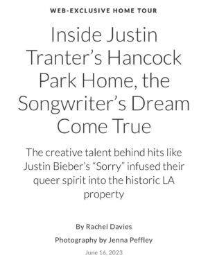 Justin Tranter Instagram - Thank you for coming to tour my house @archdigest !! Me and @moidariandarling dreamed of living in a “Transion” together for many many years. Now it’s happened. Queer dreams come true dammit! Most of the house is serving 1920’s Deco but as you’ll see Darian’s “penthouse” is 1980’s Deco decadence. An intentional drastic shift to gag one and all. Check the link in my bio to see ALL the gorgeous photos by @jennapeffley and read the wonderful article by Rachel Davies. Also! The magical sculpture is by @is_siigii please check out their work.