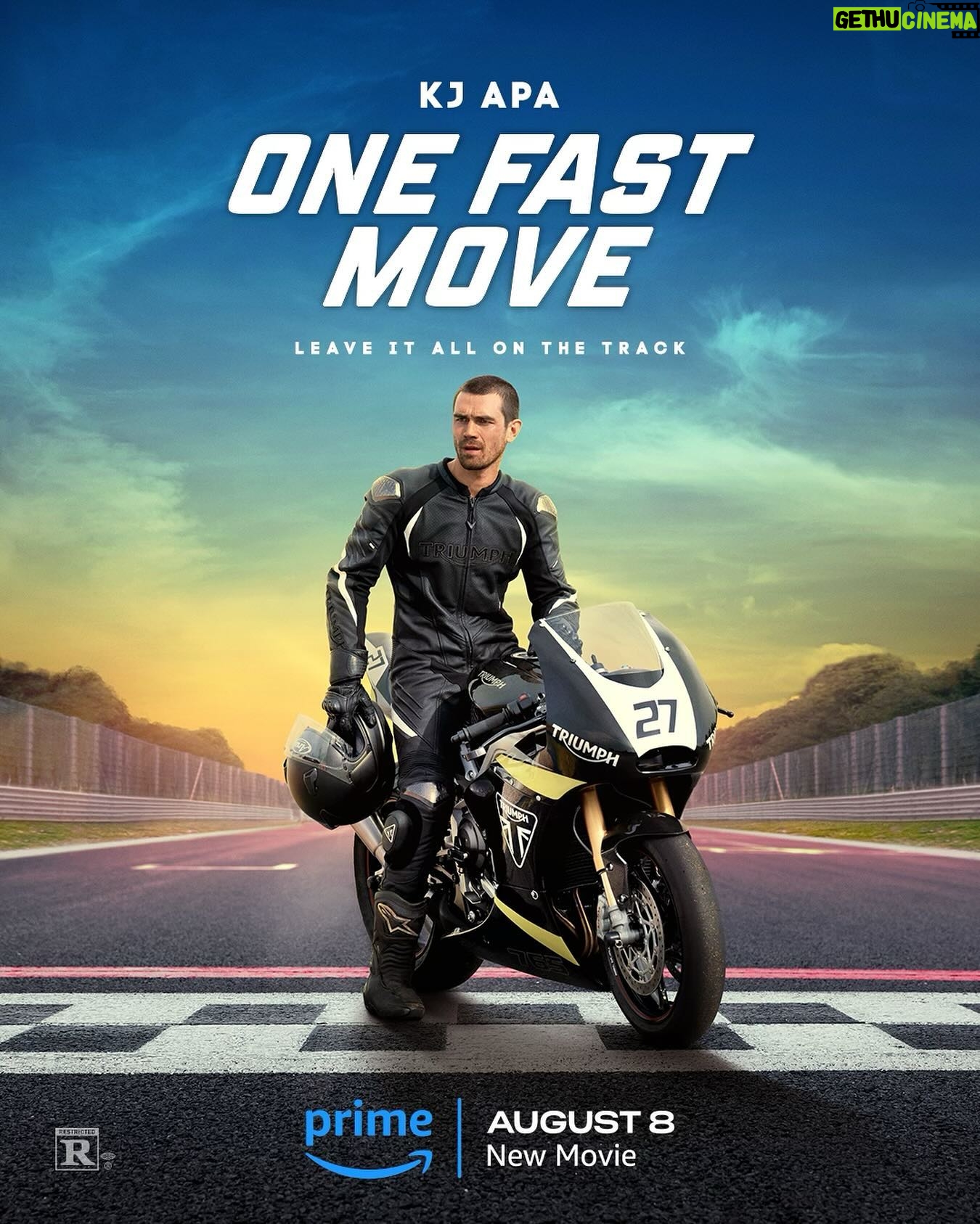K.J. Apa - 45.8K Likes - Step into the fast lane. #OneFastMove starring KJ Apa is streaming on Prime Video August 8. #TriumphMotorcycles #Daytona765