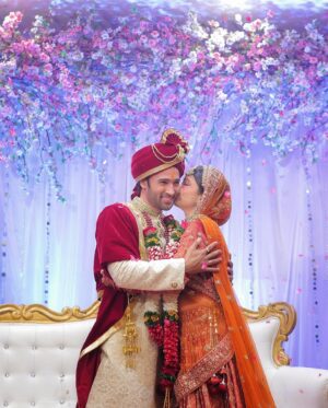 Karan Sharma Instagram - “ Introducing Mr. & Mrs. Sharma “💑✨❤️🧿✨

#JustMarried #newlyweds #pookavivaah #poojakaran #blessed

Photography: @gv_photography_and_films