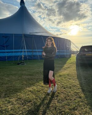 Kate Nash Instagram - I love trans people and my trans friends and fans SO MUCH! I already made this post and it came out all glitchy and I can’t remember everything I said. Is it my butt or trans pride ya don’t like marky z? BUTT anyway I just wanna express how important trans pride is & how it’s not only essential to protect trans people but to celebrate & elevate & feed them Yorkshire puddings with gravy in the back of the tour van too. Thank you @vegancampout for the tasty food we ate way too much of, to accrington for the Northern Soul & Peter Rabbit tins of tea. And massive shout out to @thompankhurst for saving our BUTTS and smashin it this weekend! I hope you all had a beautiful trans pride weekend, ours was spent big time  appreciating our mates & talking excitedly and crying just a bit. I love youuuu! 🏳️‍⚧️🫶😭💞🎻