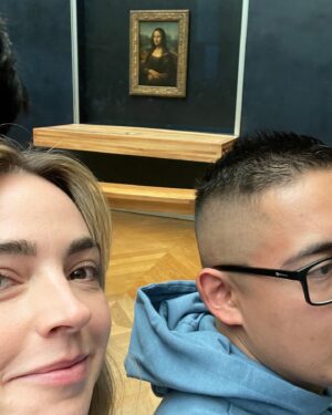 Katelyn Tarver Instagram - Struggling to know how to caption this. Do I go with short and sweet like “au revoir madame!” to highlight the cute French toddler moment? Do I focus on the Mona Lisa selfie featuring a stranger? Do I go sincere and share about how these few days in Paris truly felt life changing? Ugh can’t decide! Text me back.