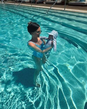 Kendall Rae-Knight Instagram - Cooper’s first pool day! 💦👶🏼🐳🫶🏼🩵 Sometimes I have to pinch myself that this is my life with my perfect boys, I’m so lucky!