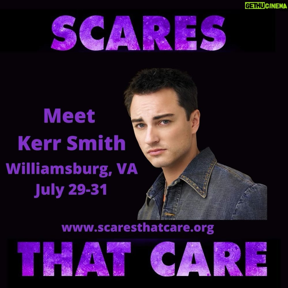 Kerr Smith - 1.5K Likes - Join me next weekend in Williamsburg, VA for #scaresthatcare Pics, autographs, panel discussions. Gonna be a blast!