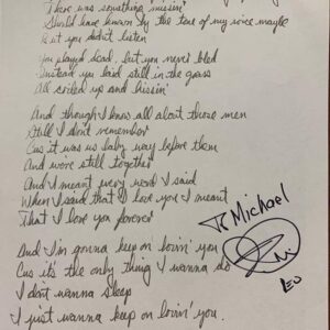 Kevin Cronin Instagram - Big shoutout to Michael Conklin for sharing this photo of the original copy of the handwritten lyrics to "Keep On Loving You"! ✍️ What's your favorite REO lyric?