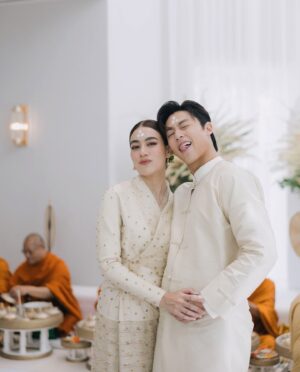 Kimberly Ann Voltemas Instagram - Last year on this day we celebrated our new home and had our Thai Lana engagement ceremony here, Words cannot describe how happy and grateful I am everyday to be your wife and to live the life we always dreamt of together..น้องฮักปี้ขนาดเน่อเจ้า🤍🏡 26.08.2024 @mark_prin  ปล Singleแรกที่ออกเป็นเพลงเหนือนะรู้ยัง?