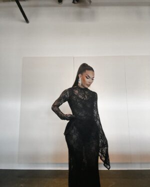 Kimora Blac Instagram - Kimora blac wearing black in @Fashionnova 

Wearing 'Dramatic Lace Maxi Dress'