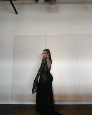 Kimora Blac Instagram - Kimora blac wearing black in @Fashionnova 

Wearing 'Dramatic Lace Maxi Dress'