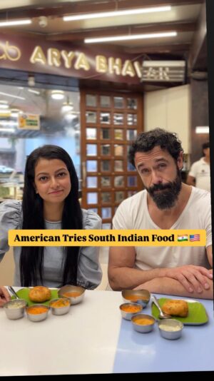 Kyle Paul Instagram - American tries South Indian Food 🇮🇳
.
Location - @aryabhavan 
.
#southindianfood #indianfood #dosa #mumbaifood #foodofmumbai
