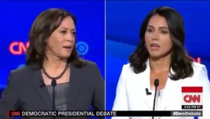 Lady Bunny Instagram - Kameleon Harris gets destroyed in a 2020 debate by Tulsi Gabbard. While we keep hearing fantasies about how Kamala is the prosecutor who can take down felon Trump in a debate, all Tulsi had to do was list Kamala's own record in CA to humiliate her, leaving the crowd gasping. This might be why Kamala got such a small sliver of black support in 2020. Some people bother to check politicians' record. Others vote on vibes. 
In an interview after this crushing debate, Kamala refuted none of what Tulsi had said, but dismissed the accusations as something that's going to happen to "top-tier" candidates like herself. This "top-tier" candidate went on to drop out before receiving zero delegates, fearing she might lose her home state. Tulsi, who is not anyone I'd support, even got one delegate despite very little name recognition or media push.