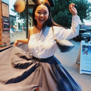 Lana Condor Instagram - The joy this skirt had me feeling!!! 💃🏻