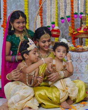 Lasya Manjunath Instagram - Na Chinni allari kannammaluuuu 😍❤️😘😘🧿🧿🧿
@urs.junnu @its.memunnu 

#janmashtami #janmashtamispecial