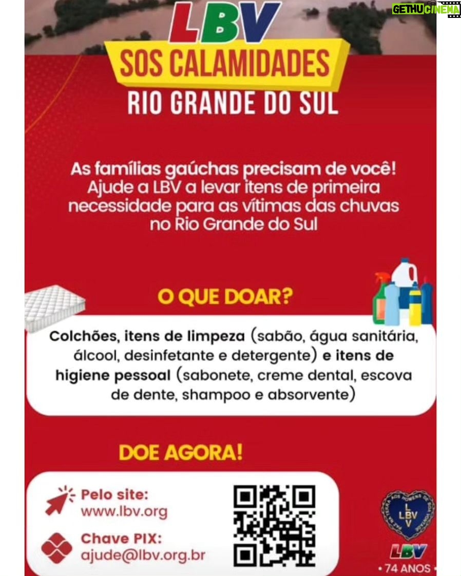 Leonardo Santos - 566 Likes - 🙏 VAMOS AJUDAR 🙏
O estado do Rio Grande do Sul vive o maior desastre natural da sua história. Milhares de pessoas perderam tudo nas enchentes, estão sem insumos básicos, sem água, energia elétrica e muitos ainda lidam com a angústia pela ausência de um familiar ou amigo desaparecido.
A LBV, uma parceira da Nova União, está atuando em uma campanha de arrecadação na tentativa de amenizar as consequências dessa realidade caótica que acontece hoje dentro do nosso país.
Qualquer ajuda é bem-vinda.
➡️ DOE PELO SITE www.lbv.org.br
➡️ DOE PELA CHAVE PIX ajude@lbv.org.br