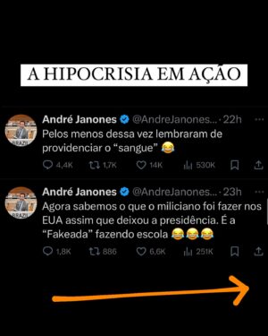 Leonardo Siqueira Instagram - A HIPOCRISIA EM AÇÃO

É por isso que eu jamais vou ficar nesse coro desses hipócritas que chamam qualquer um que não gosta de FASCISTAS, mas não condenam antissemitas e grupos terroristas.

Esses hipócritas que pregam diversidade, Mas desejam a morte de quem pensa diferente deles. 

Esses hipócritas que dizem defender a democracia, mas se calam (quando não apoiam) ditaduras no mundo inteiro apenas porque estão “do mesmo lado que eles”. 

Esses hipócritas que dizem combater machismo, mas quando é o filho do Lula o acusado de praticar violência se calam. 

Esses hipócritas que dizem defender meio ambiente, mas nunca mais falaram sobre as queimadas recordes na Amazônia e no Pantanal. 

Porque pra esses, não interessa o que se faz, mas quem faz!