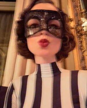 Lily Collins Instagram - A little commotion for the dress (...slash catsuit). Hands down my favorite costume from season four, designed by my dear friend, the one and only @harris_reed! Working with Harris, the @ninaricci team, and @marylin.fitoussi on this was an absolute dream collaboration. I knew from the moment I first read the script that it could only be made by Harris. Every detail was so intentional, inspired, and perfectly Emily. And of course, a huge thank you to my dream glam team @aureliepayenmakeup and @mikedesir for complimenting it with your insane talents and bringing the whole look to another level. I cannot thank you all enough for this magical moment…