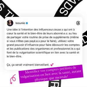 Loounie Instagram - QUELS SONT VOS COMPTES PRÉFÉRÉS DE VULGARISATION SCIENTIFIQUE EN LIEN AVEC TOUT CE QUI TOUCHE À LA SANTÉ ET AU BIEN-ÊTRE? 😍✨

Il peut s’agir d’individus (comme de professionnel.le.s, de chercheur.euse.s) ou d’organismes (des organisations, des fondations, des labos de recherche, etc). 

Nutrition, psychologie, neuropsychologie, sexologie, soins infirmiers, pharmacie, médecine,psychoéducation, ergothérapie, physiothérapie, travail social, recherche en santé métabolique, pages dédiées à la litteracie scientifique, etc! J’en oublie certainement pleins!

Identifiez vos comptes préférés! ☺️❤️🙌🏻