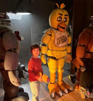 Lucas Grant Instagram - I’m not too sure about this place…these guys seem kinda sus…😅

It was so cool filming at Freddy’s, even though my scenes there didn’t make it into the film. What do you think happened to Garrett after he was taken? I can’t confirm anything but it’s fun to hear theories! 

*Edited to add that “Bad Cupcake” on the back of the chair was the code name of the film, not my character.

#fivenightsatfreddys #fnafmovie #fnaf #fnafgarrett #garrettschmidt