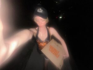 Maddie Phillips Instagram - (they dont know im on mushrooms with 2 slices of pizza in my purse incase the bouncer doesn’t let the box into the bar) 
(he did !)