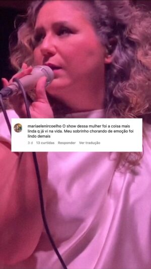 Maria Rita Instagram - Cadê a tropa dos emocionados da nação bacanuda? #EMR

Vídeo via @retratomariarita

#PraTodosVerem vídeo da Maria Rita cantando com a imagem de um comentário que diz “O show dessa mulher foi a coisa mais linda q já vi na vida. Meu sobrinho chorando de emoção foi lindo demais”