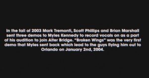 Mark Tremonti Instagram - To celebrate our 20th anniversary tomorrow, we will release the very first demo we ever made together “Broken Wings”.

We will post the full demo and video content from the first day of Alter Bridge through the One Day Remains cycle.