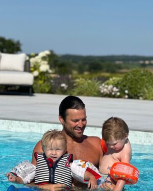 Mark Wright Instagram - Pool days with the nephews 💙💙💙 Joshie, Presles & Dusto!! Love em to bits!!