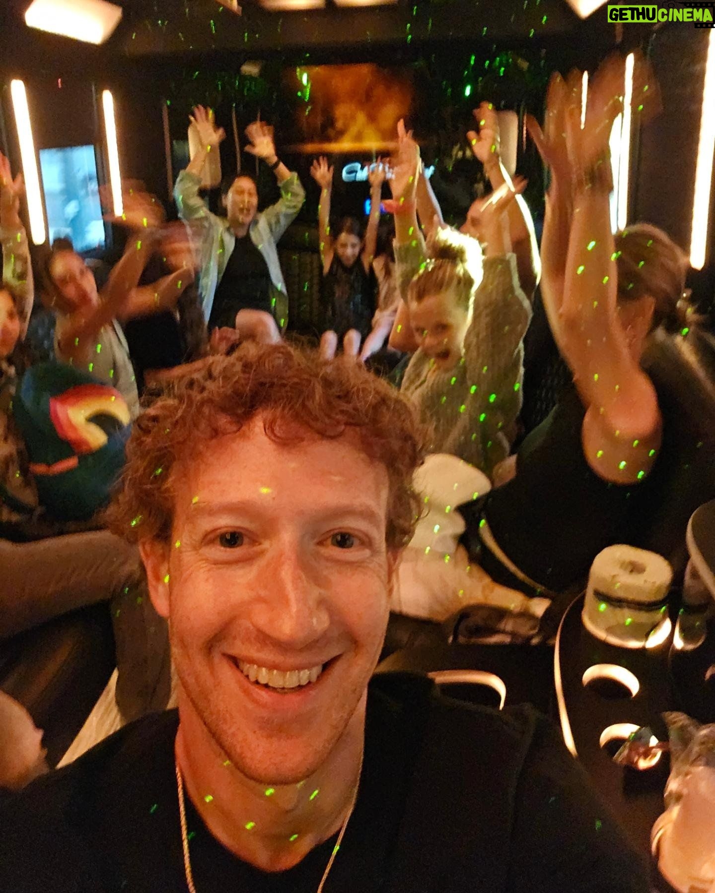 Mark Zuckerberg - 758.7K Likes - Taking a party bus full of girls to see @oliviarodrigo #girldad