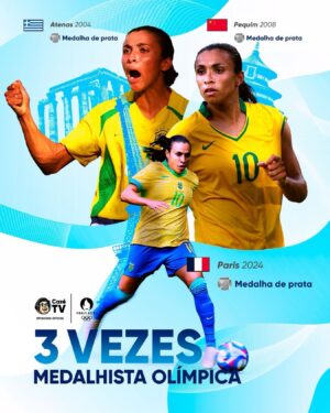 Marta Instagram - ELA É A HISTÓRIA VIVA! 👑 🇧🇷

Marta sabe ser vitoriosa. A ÚNICA BRASILEIRA, entre homens e mulheres, com TRÊS MEDALHAS OLÍMPICAS no #Futebol. 

Não podia ser diferente, mais uma medalha pra encerrar a história de amor com os #JogosOlímpicos.

#OlimpíadasNaCazéTV