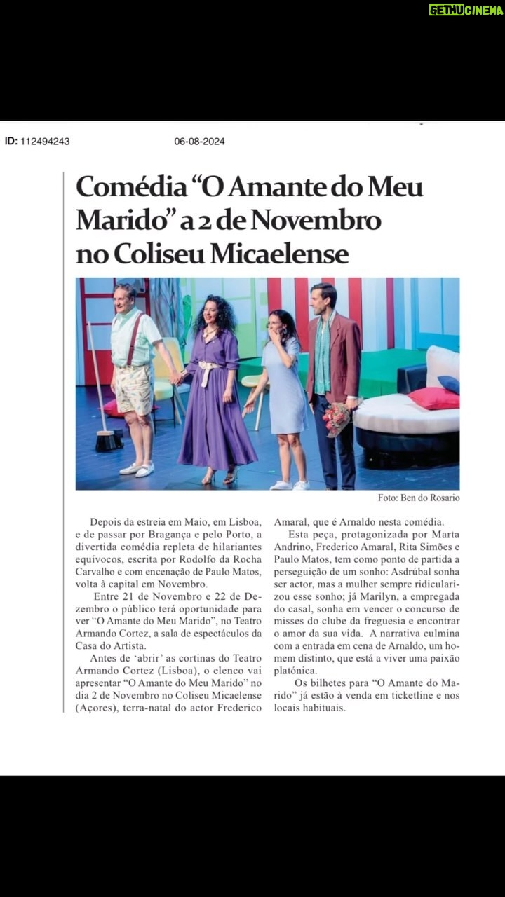 Marta Andrino - 3 Likes - 🚨 ATENÇÃO!🚨
SÃO MIGUEL - AÇORES
É com muito alegria que anunciamos que a nossa peça “O AMANTE DO MEU MARIDO” vai estar no @coliseumicaelense1917 no dia 2 de NOVEMBRO de 2024.
É a primeira vez que actuo no Coliseu Micaelense e não podia estar mais feliz!
Vou ‘jogar’ em casa! 😄🙌🏻
Os Bilhetes 🎟️ já estão oficialmente à venda on-line em @bolpt e no Coliseu Micaelense!
Apressem-se antes que esgote…
Partilhem com os vossos amigos!
Contamos convosco??
Uma produção:
@uauprodutora
#coliseumicaelense #teatro #comedia #açoes #oamantedomeumarido