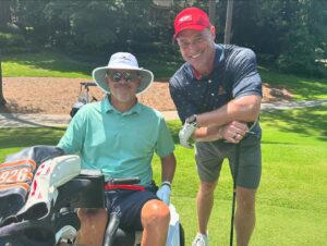 Matt Iseman Instagram - Thanks to everyone who watched the premiere of SEASON 16 of @ninjawarrior !  Celebrating with some golf @bmwcharityproam and a stogie courtesy of my new pal @jaswheels. Also ran into a star from @onpatrollive the legend @thundacat830. He said my swing is so bad it should be illegal.