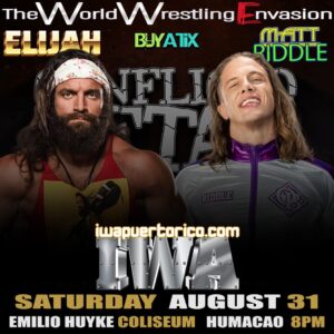 Matthew Frederick Riddle Instagram - 🚨¡Última Hora Comienza la Invasion Mundial de la Lucha Libre!🚨
El ex Campeón 24/7 de WWE, @iameliaswwe Elias, y el Ex Campeón United States y World Tag Team de WWE, @riddlebro Matt Riddle, invaden IWA Impacto Total
🏆“Nunca subestimes el corazón de un campeón”🏅
A solo días del Mega Evento de Lucha Libre
IWA Vendetta
🗓️ Sábado 17 agosto 2024
📍 Coliseo Rafael Amalbert #Juncos
🕔 8PM
🌎Información en iwapuertorico.com🌎
🎟️ Boletos en buyatix.com🎟️
A solo semanas del Mega Evento de Lucha Libre Más Controversial del Año
IWA Conflicto Letal
The World Wrestling Envasion 
🗓️ Sábado 31 agosto 2024
📍 Coliseo Emilio Huyke #Humacao
🕔 8PM
🌎Información en iwapuertorico.com🌎
🎟️ Boletos en buyatix.com🎟️