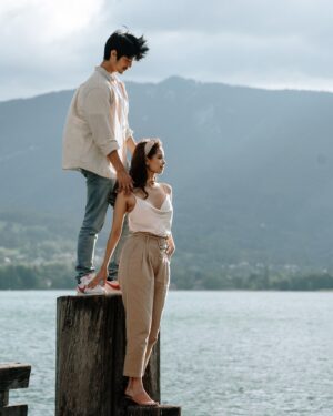 Meganne Young Instagram - During this time were in Annecy, France, we were also celebrating with the family for Fofo’s sister’s wedding 🩷 It was just perfect that we were able to shoot in such a beautiful location. Nothing planned. We just wore whatever clothes we had for our trip. Walked around mindlessly. Exactly how we wanted it. We met with our photographers at 6am, walked around the the quiet streets, sipped on hot chocolate and eventually found a cafe where we had breakfast. 🫶🏻 

📸 @mymetrophoto
