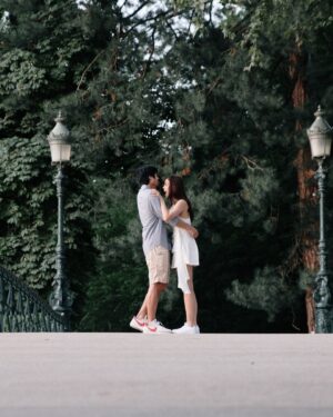 Meganne Young Instagram - During this time were in Annecy, France, we were also celebrating with the family for Fofo’s sister’s wedding 🩷 It was just perfect that we were able to shoot in such a beautiful location. Nothing planned. We just wore whatever clothes we had for our trip. Walked around mindlessly. Exactly how we wanted it. We met with our photographers at 6am, walked around the the quiet streets, sipped on hot chocolate and eventually found a cafe where we had breakfast. 🫶🏻 

📸 @mymetrophoto