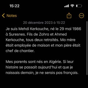 Mehdi Kerkouche Instagram - 20/12/23
