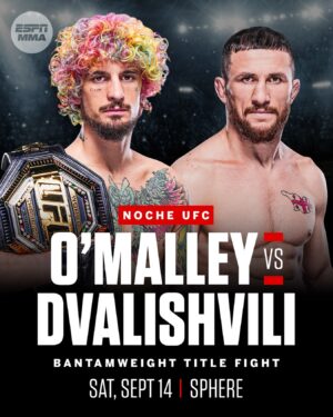 Merab Dvalishvili Instagram - Sean O’Malley will defend his UFC bantamweight title against Merab Dvalishvili at #NocheUFC on Sept. 14 at Sphere in Las Vegas, Dana White announced.