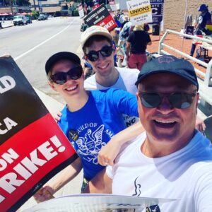 Michael Chiklis Instagram - Out on the line today in support of @wgawest @wgaeast @sagaftra and all union workers who demand fair and equitable wages! We make what the #amptp sells. Revenue sharing isn’t just the right thing to do…it’s the intelligent thing to do.